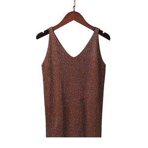 Chaleco Básico de Punto Personalizado de Fábrica, Sin Mangas, Tejido, Delgado, de Verano, Sexy, de Seda Helada Plateada, Estilo Y2K para Mujer - Product Image 6