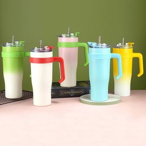 Vaso térmico de viaje para coche Ice Bully Handle Mug de 40oz, doble pared, con tapa, pajita y base antideslizante, ODM, marca personalizada - Product Image 1
