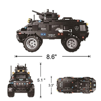 Pack de jouets WOMA en plastique, voiture Robot, personnalisés 2 en 1 Swat Corps, petites briques de construction, ensemble de véhicules motorisés, Anti-tir