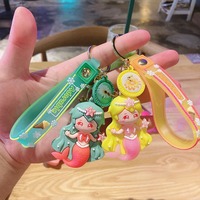 Petit cadeau créatif, vente en gros, Adorable poupée de dessin animé, sac à dos en caoutchouc, porte-clés de voiture, pendentif mignon Anime sirène porte-clés