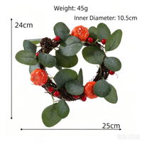 Couronne de Noël artisanale style forêt, décoration murale pour porte et fenêtre, fleur décorative