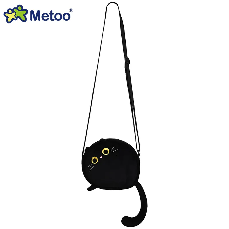 Metoo Kawaii Black Cat Kids' Shoulder Bags Plush Cute Messenger Bag Light Small Ladies Shoulder Bag