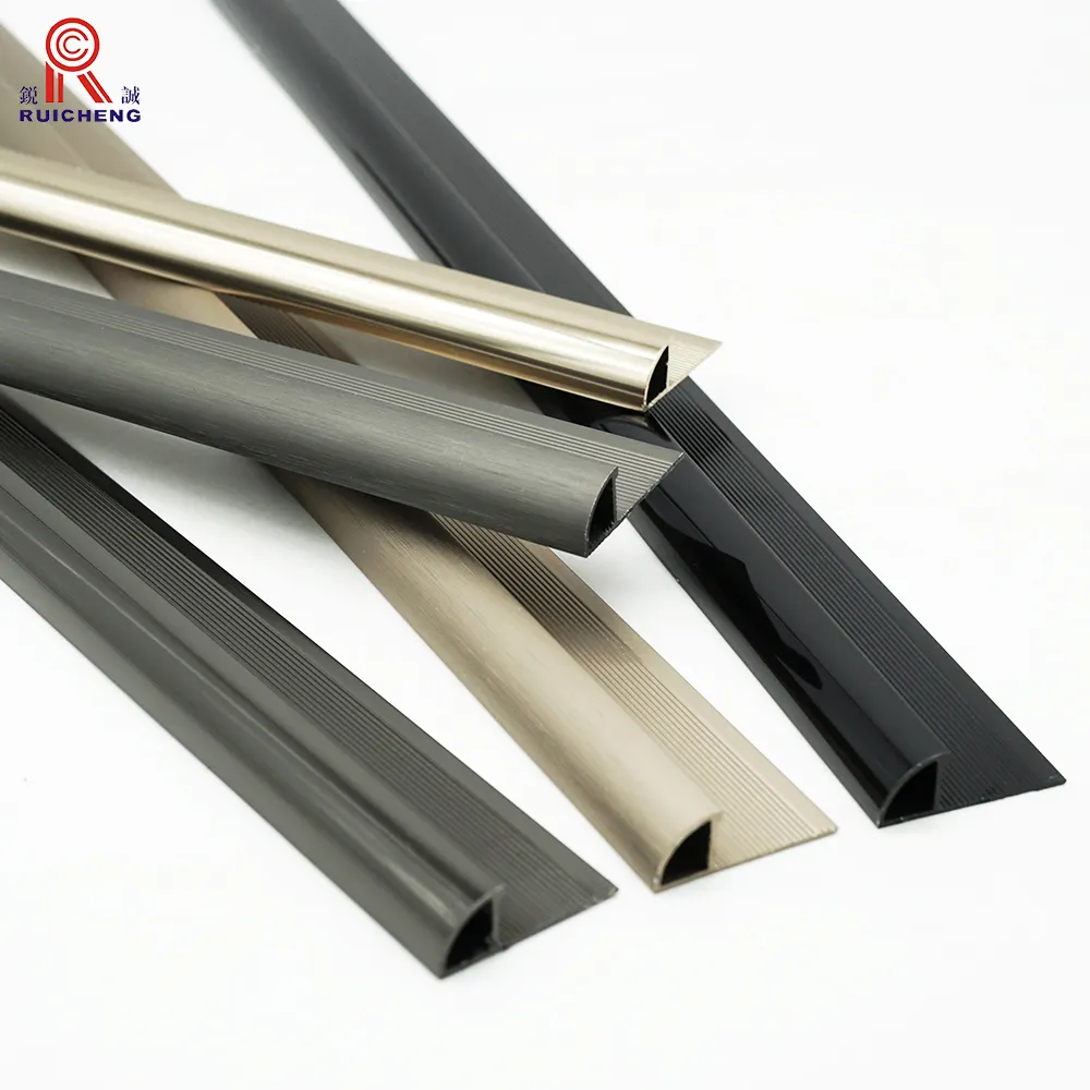 Professional Factory Round Corner Edge Aluminum Tile Trim Profile Edge Black Color Strip