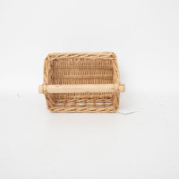Panier en osier naturel fait main avec poignée en bois, panier de rangement rectangulaire tissé pour la décoration de la maison et l'arrangement floral