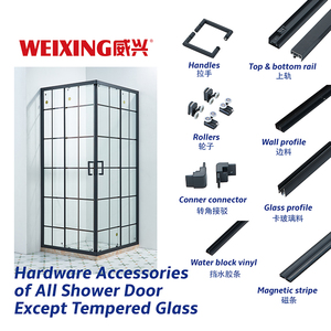 Chất lượng cao Nhôm đóng Khung vít Con lăn xử lý hệ thống đường sắt vuông tắm cửa phần cứng mà không cần kính - Product Image 2