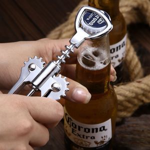 Stainless Steel Wine Opener Flat Shape Bottle Opener For Home Use With Corkscrew And Lever Design - Product Image 2