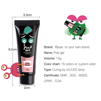 Kit de Polygel Constructeur en Tube KAGA HEMA FREE pour Extension Rapide des Ongles, Gel Acrylique Rose Nude 15ml, Vente en Gros