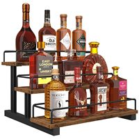 Estante de Exhibición de Botellas de Licor de 3 Niveles, de Metal y Madera, para Mostrador, para Whisky, Licores, Café, Jarabes y Mini Bar