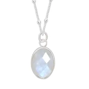 Jewelry Rainbow Moonstone Pendant Necklace 925 Sterling Silver White Fire Blue Moonstone Beaded Necklace