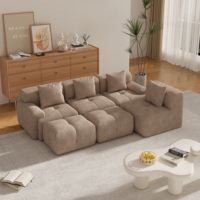 Canapé-lit modulaire sectionnel en U, chaise longue surdimensionnée 4 places, convertible sans structure, ensemble de canapé de sol capitonné effet nuage