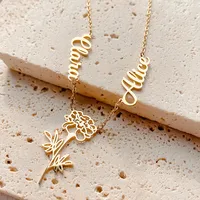 Collier personnalisé EMANCO avec plusieurs noms, en acier inoxydable classique, motif floral, chaîne à maillons, bijou de fête, cadeau