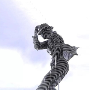 Design moderno in acciaio inox inginocchiato donna scultura arte moderna figura scompare statua - Product Image 4