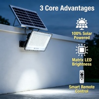 Lámpara Solar de Seguridad con Sensor de Movimiento, Control Remoto, IP67 Impermeable, LED 300W, Luz Automática para Exteriores, 6500K, Ángulo de Haz de 120°