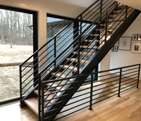 Moderne Dachboden-Gusseisen-Treppe Metall-Treppengeländer Langlebige Schwarze Innen- und Außentreppe aus Stahl