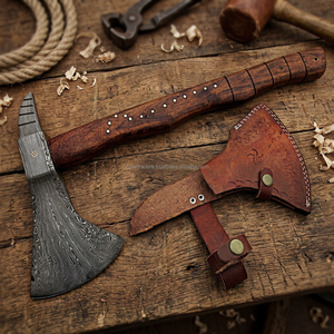 Industrial Grade Handmade Damascus Steel <b>Axe</b> <b>Wooden</b> Handle 16" Overall Length Flat Backed Pick Head for Outdoor Camping Easy - Product Image 3