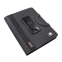 Libreta Multifunción A4 al por Mayor con Luz LED, Batería Externa de 8000mAh, Carga Inalámbrica, Estilo Portafolio de Cuero PU Duradero con Cremallera