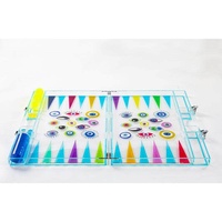 Regenbogen Übles Auge Klarlicht Backgammon-Set brett faltbar mehrfarbig Acryl brettspiel tragetasche