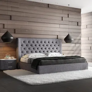 Luxus Qualität Holzrahmen Leder gepolstert Haupt schlafzimmer Tufted Modern King Queen Bett
