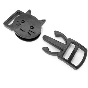 Aksesoris pakaian anyaman Paracord kerah kucing hitam gesper terpisah keamanan kepala kucing melengkung plastik - Product Image 4