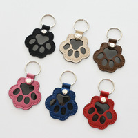 Porte-clés personnalisé en cuir PU découpé au laser pour collection de poils d'animaux, souvenir de patte de chat