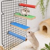 4 Pièces Jouet Plateforme d'Escalade pour Petits Animaux, Jouet en Bois pour Gratter les Pattes, Accessoire de Cage pour Rat, Hamster, Petaur d'Inde