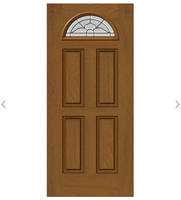 Insert isolé à double vitrage de 22 pouces x 10 pouces avec motif de bande en zinc, intégré à la porte de villa.