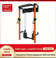 Rack de musculation mural pliable avec double pile de poids de 70 kg, machine de traction, de pulldown et de chest fly pour la maison