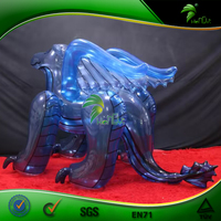 Hongyi joue le dragon bleu gonflable clair, jouets gonflables d'équitation