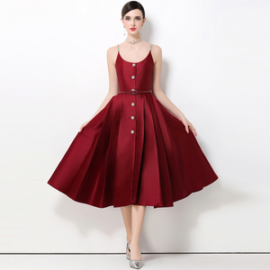 Abito Elegante di Lusso per Donne, Estivo con Design a Vita Plissettata, Cerniere, <span class=keywords><strong>Taglie</strong></span> <span class=keywords><strong>Forti</strong></span>, Linea ad A, Gonna Lunga Elegante per Uso Quotidiano - Product Image 4