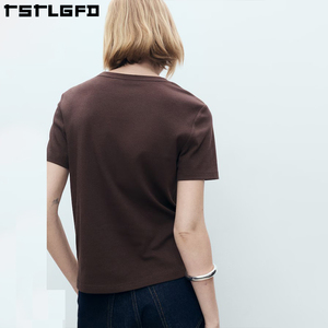 เสื้อยืดผ้าฝ้ายออร์แกนิกสำหรับผู้หญิงเสื้อยืดผ้าฝ้าย100เป็นมิตรกับสิ่งแวดล้อม - Product Image 4