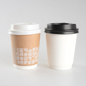 Tasses à café en papier chaud avec couvercles et manchons 12 onces 50 pièces blanches - Product Image 4