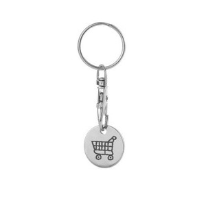 Porte-clés porte-jeton de chariot de supermarché en acier inoxydable léger avec logo personnalisé - Product Image 1