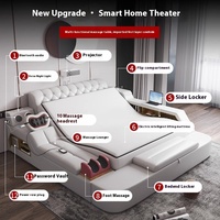 Modernes Minimalistisches Doppelbett für das Hauptschlafzimmer, Multifunktionales Leder-Tatami-Bett mit Smartem Elektrisch Verstellbarem Polsterbett