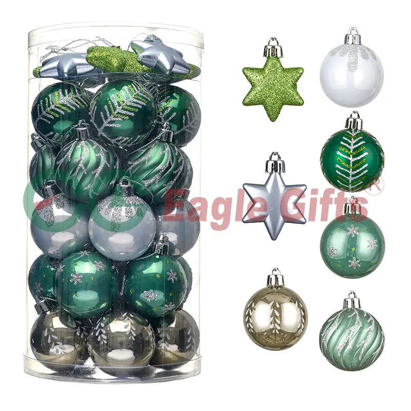 EAGLEGIFTS Wholesale Christmas Decorations Green Silver Gold Christmas Baubles Rhinestone Ornament Bolinha De Natal
