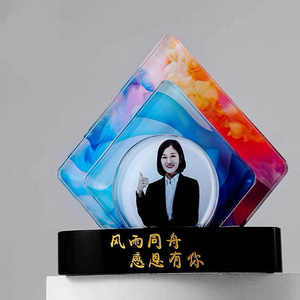 Trofeo de Cristal con Impresión a Todo Color y Decoración de Placa Dorada, Plateada y Negra MH-J604 - Product Image 3