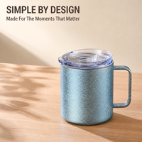 Tasse en titane à double paroi avec couvercle, finition cristal colorée, pour thé, café, bureau et extérieur, personnalisable avec logo, vente en gros
