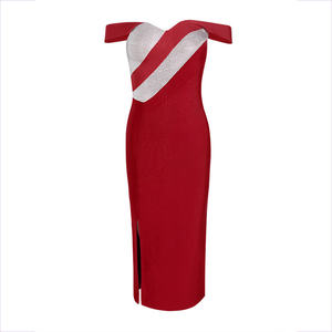 Robe de soirée longue rouge, épaules dénudées, élégante, moulante, pour femmes, nouvelle collection <span class=keywords><strong>2022</strong></span>, C3099 - Product Image 3