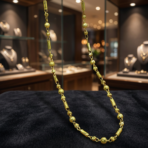 Venta al por mayor 14K 18K 24K Micro Tubo chapado en oro con cadena de bolas, Diseño de cadena de tubo único, Tubo con cadena estilo bola Cadena de moda - Product Image 3