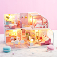Kit Rumah Miniatur DIY Berkualitas, Kit Rumah Miniatur Kayu untuk Mainan Edukatif