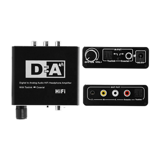 Coaxial 5.1 Fiber Converter DAC Audio Decoder Optical Coaxial Digital to Analog Converter with Volume Adjust