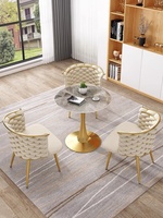 Ensemble de table et de chaises de salle à manger rondes de luxe moderne, 2 places, pieds en acier inoxydable, plateau en pierre frittée, meubles de salle à manger portables pour appartement