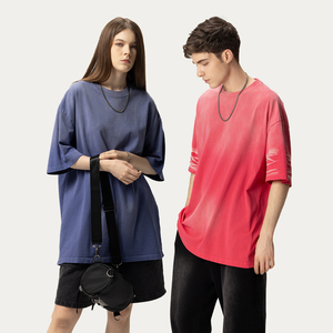 เสื้อยืดโอเวอร์ไซส์วินเทจย้อมสีเอซิด สีพื้นคุณภาพสูง น้ำหนัก 280 กรัม ผ้าฝ้าย 100% สำหรับผู้ชาย - Product Image 2