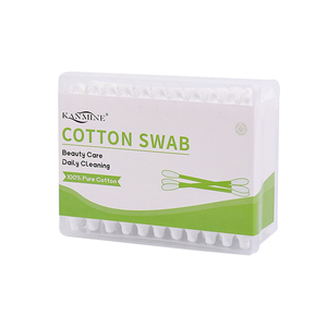 Oreillettes en coton biodégradable écologique 55 pièces tête de <span class=keywords><strong>gourde</strong></span> en plastique bâton coton-tige avec boîte plate pour le démaquillage - Product Image 5