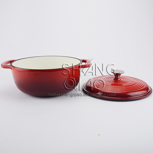 Casserole <span class=keywords><strong>en</strong></span> <span class=keywords><strong>fonte</strong></span> émaillée rouge classique de 3 litres <span class=keywords><strong>en</strong></span> <span class=keywords><strong>fonte</strong></span> émaillée avec bouton et poignées <span class=keywords><strong>en</strong></span> acier inoxydable - Product Image 4
