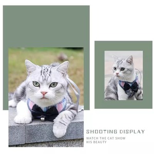 Fashion Cat Harness Plaid Bowknot Adjustable Small Size Pet Traction Rope For Cats - Product Image 4