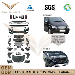 Kit carrosserie pour Viano <span class=keywords><strong>Vito</strong></span> <span class=keywords><strong>W639</strong></span> 2004-2015 à 2024 V300 Facelift, conversion ancien vers nouveau, mise à niveau du pare-chocs avant et arrière, ensemble complet - Product Image 2