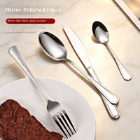 Ensemble de Couverts de Luxe Moderne en Acier Inoxydable 410 Double Ligne Poli Miroir pour Hôtels – Couteau, Fourchette, Cuillère – Vente en Gros
