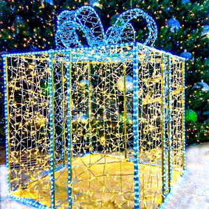 Boîte cadeau de Noël 3D LED lumineuse pour centre commercial, jardin, place publique, paysage extérieur et affichage commercial - Product Image 1