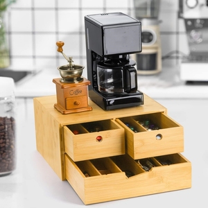 Ufficio cucina 2 livelli portabicchieri K portabicchieri scatola Organizer in bambù cassetto portaoggetti - Product Image 6
