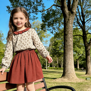 DC Conjuntos Ropa Niñas Mayoreo Toddler Outfit 2 Piezas Flanela Blusa Falda Set 2-7A Moda Casual Colegio Diario - Product Image 2